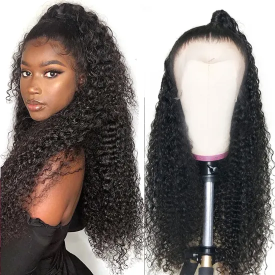 Msbeauty Raw Brazilian Virgin Kinky Curly Human Hair Full HD Lace Frontal Closure Wig Transparent Lace Front Wig For Black Women
