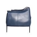 Cadeira de dois lugares Archibald de couro azul moderno