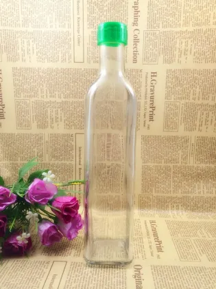 high quality square glass bottles of olive oil sesame oil Fruit vinegar bottle with caps