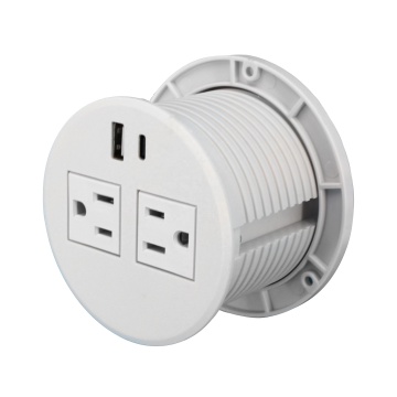 All-in-One Round Desktop Grommet Power Strip with USB Charging Ports