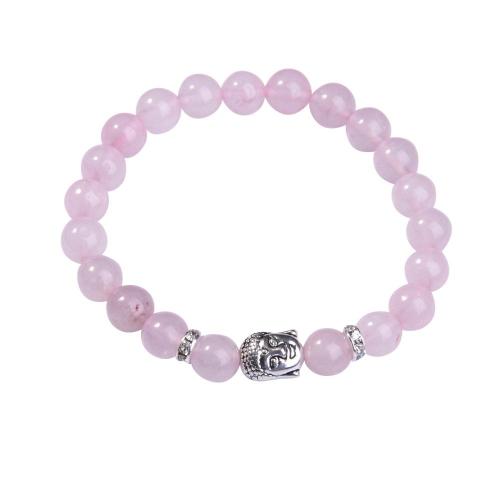 Natural Rose Quartz 8MM Gemstone Buddhism Prayer Beads Bracelets