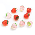 Acrylic Red Pink Artificial Craft Strawberry Cabochon Beads Kawaii 3D Fruit Keychain DIY Decoration Pendant Ornament Accessory