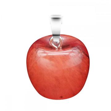 3D Cherry Quartz Apple Pendant Necklace for Women Girls