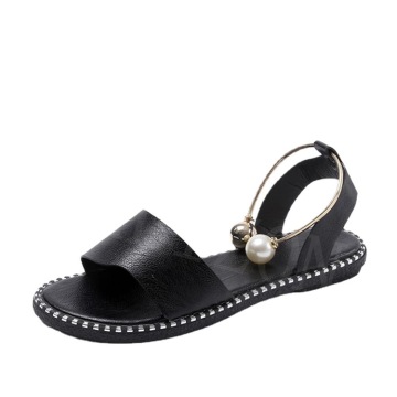 SL-0286 Women's Large Flat Bottom Pearl Comfortable Sandals