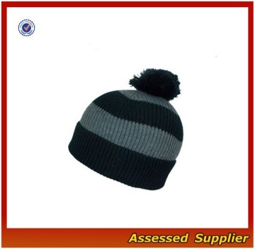 XJ0754/Stripped bobble hat / custom knit bobble hat knit hat
