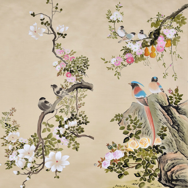 Warm-grey-silk-material-hand-painted-wallpaper