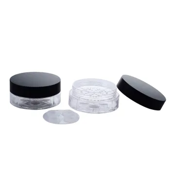 Black Cap Cosmetic Face Powder Jar with Sifter