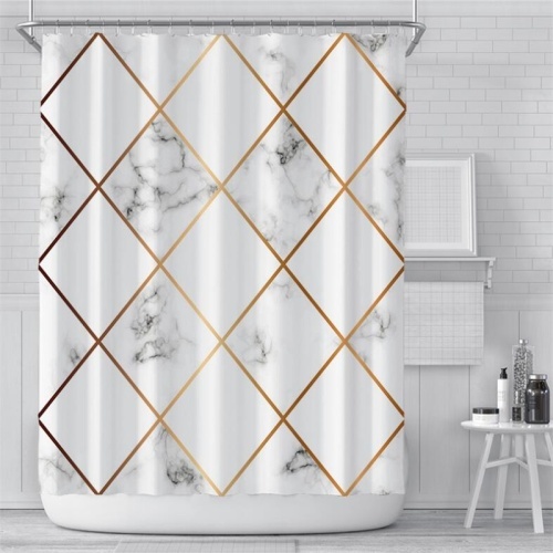 Nordic Shower Curtain Geometric Color Block Shower Curtains Colorful Bathroom Curtains Washable Waterproof Bath Decoration