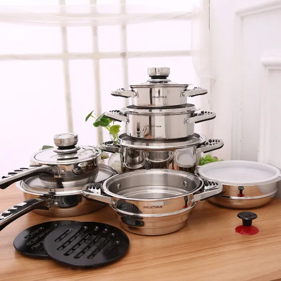 17PCS High Quality Cookware Food Grade Stainless Steel Pot Set