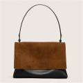 Vintage Chic Messenger Suede Leather Color Blocking Bag