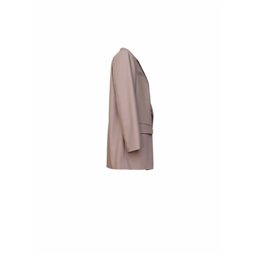 Feather-trimmed Double-breasted Turndown Collar Blazer