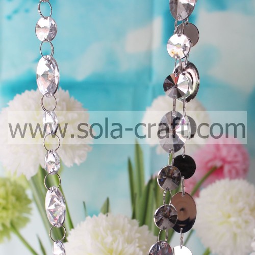 1M Crystal Garlands Wedding Centerpiece With Artificial Crystal Faceted Flat Round Beads String