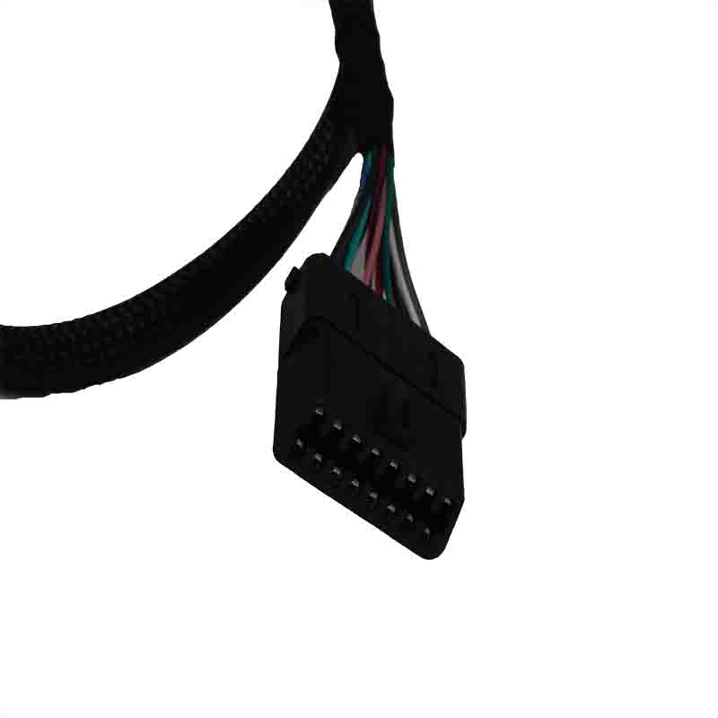 Assembled black OBD harness male to female