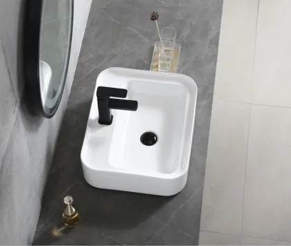 Luxury Restaurant White Ceramic Rectangular Washbasin