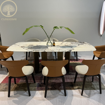 Hot Sale Modern Natural Marble Dining Table Set (6 Seats) - Factory Direct