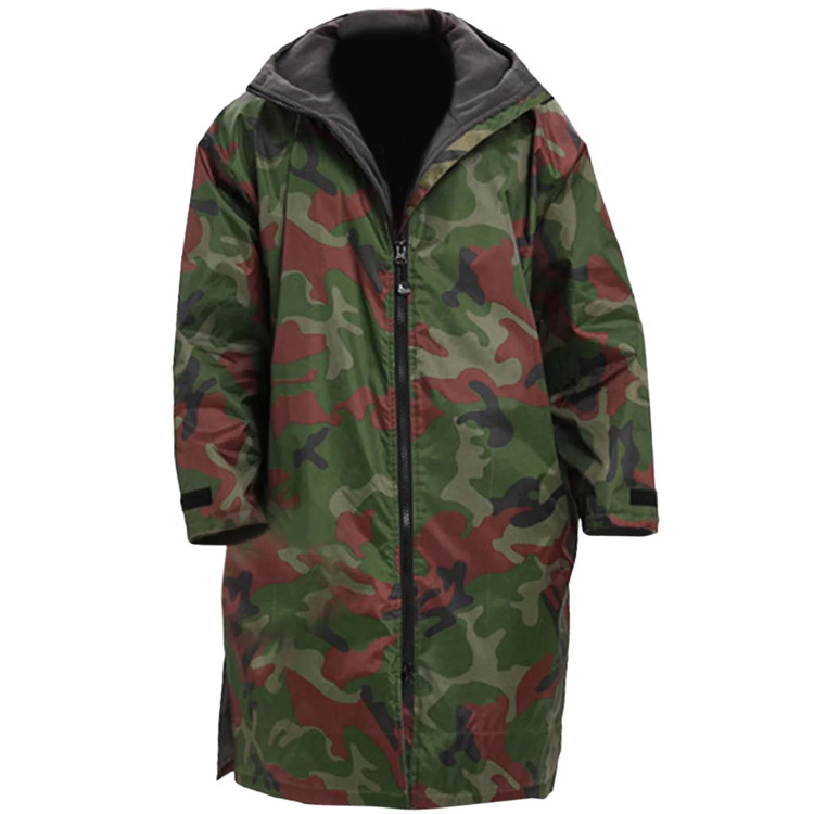 fleece lined camo waterproof robe surf poncho coats