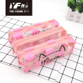 Eva Pencil Case Transparent waterproof cat pattern pink plastic pencil case Manufactory