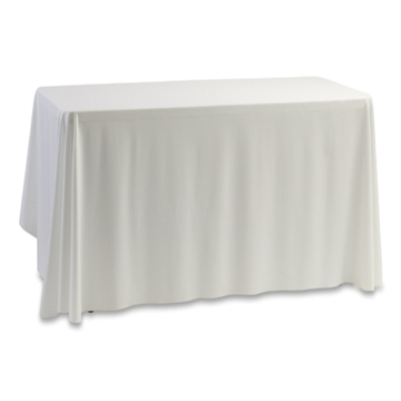 White Polyester Rectangle Dining Table Cover Set for Weddings and Parties