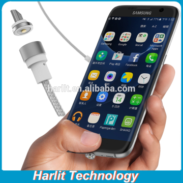 New Durable Fabric Braided Detachable Magnetic Charge Cables With Round Magnet Micro USB Connector Angle Free
