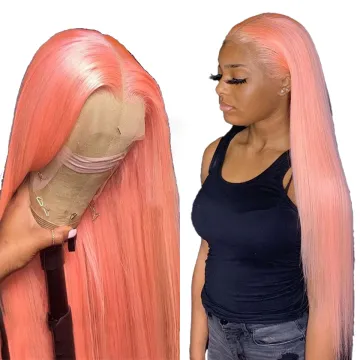 Wholesale Top Quality Pink Orange Blue Red 613 Blond Color Wig Brazilian Virgin Human Hair Long Colored Lace Front Full Lace Wig