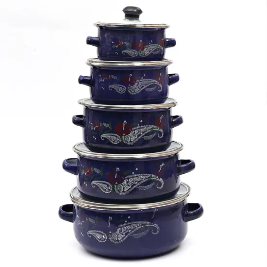 5PCS Fashion Glass Cover Decal Enamel Pot