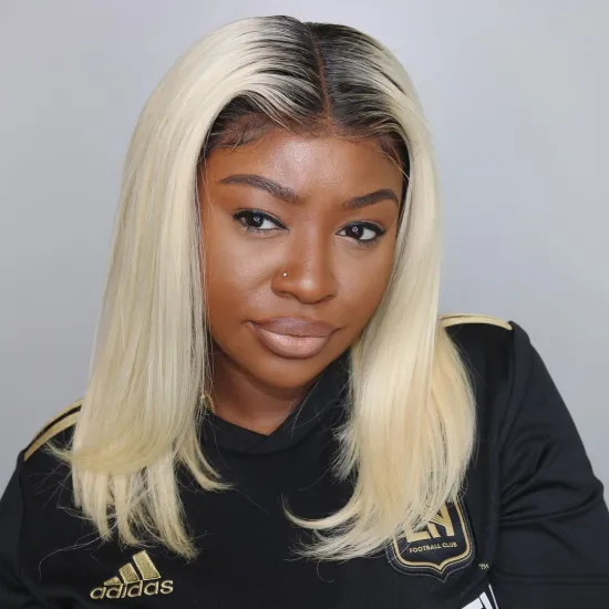 Drop Shipping Blonde 613 Human Hair Cheap Price Short Peruvian Bob Wig Ombre Color Natural Virgin Remy 13*4*1 HD Lace Front Wig