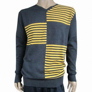 Men's striped design pullover, made of 100% cotton