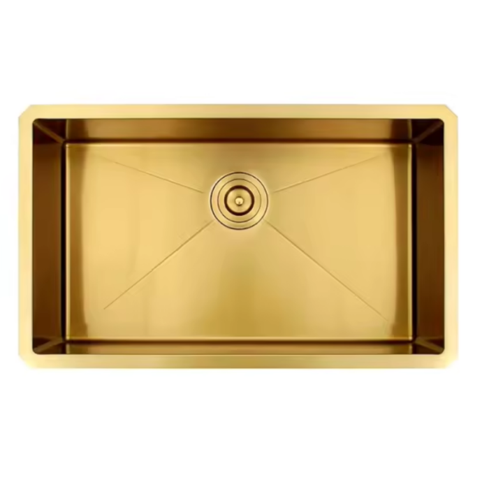 Hochwertige Spüle aus goldfarbenem Edelstahl