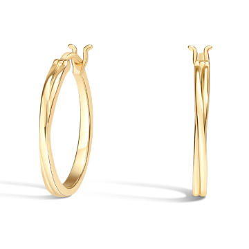 14K Yellow Gold Heart Hoop earrings