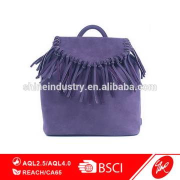 wholesale fashion purple backpack suede material bag