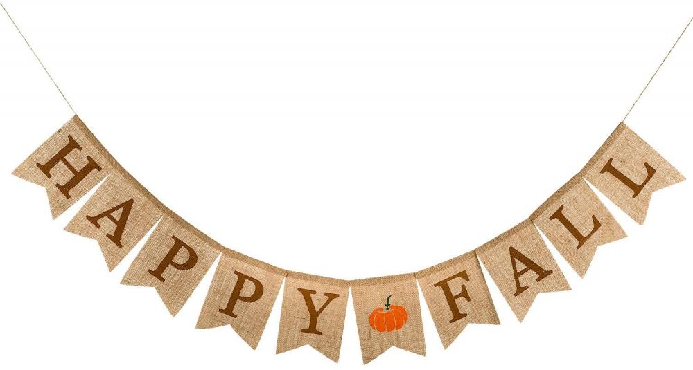 Happy Fall Pumpkin Burlap Banner