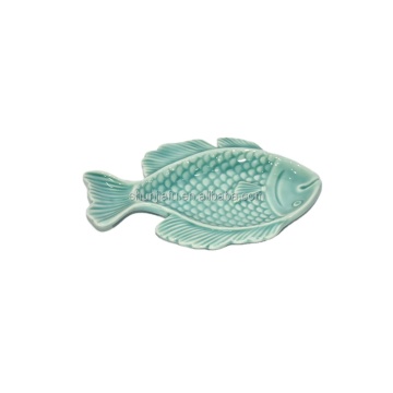 Small Size Fish Printed Ceramic Plate for Dinnerware, Cake, Dessert or Salad
