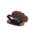 Kids Black Sandals Summer Real Leather Kids Flips Flops Supplier