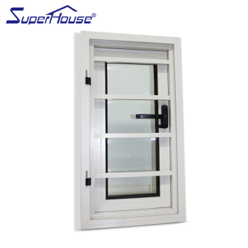 Aluminium Double Glass Hurricane Impact Casement Window Frame Security Bar