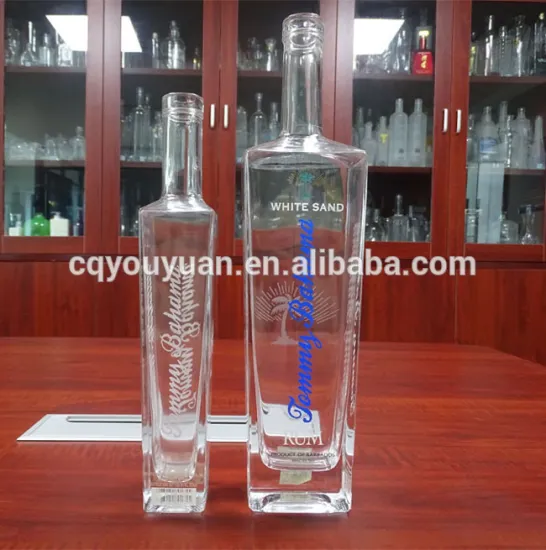 Square Thick Rum Bottle 750ML Unique Shaped Tequila Glass Bottles