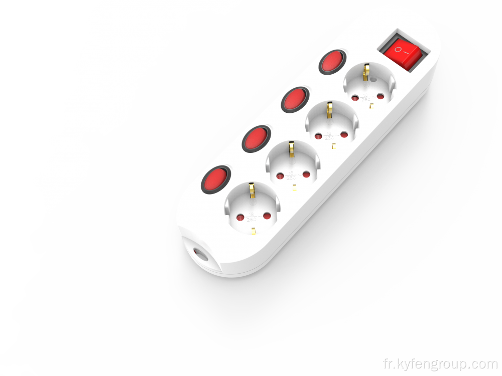 Switch individuel 4-Outlet Allemagne Power Strip