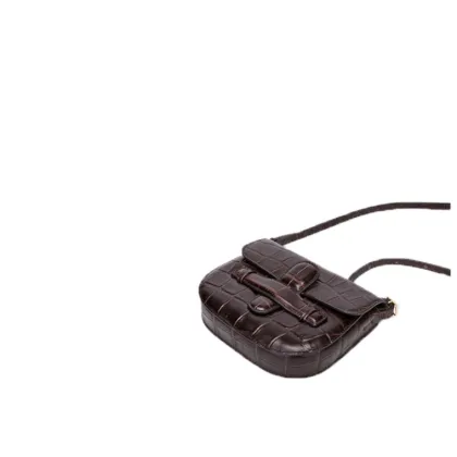 Mini Genuine Leather Crocodile Saddle Shoulder Bag