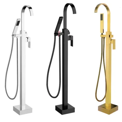 Modern Solid Brass Single Handle Tub Filler - Gold