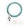 Natural Turquoise Chakra Gemstone 8MM Round Beads Charms Bracelet with Cross Alloy