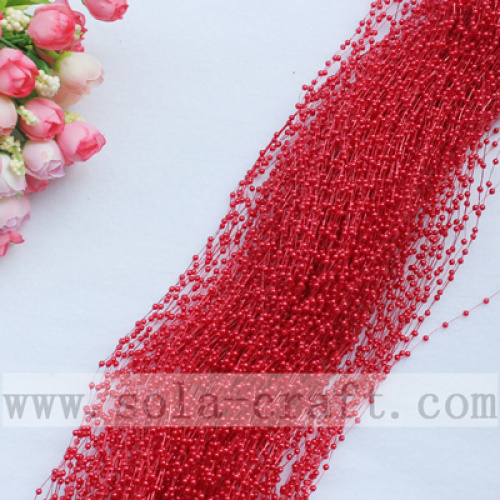 3MM Small-Size Red Artificial Wire Pearl Beaded Chains For Decorative 