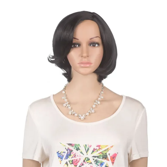 Short Natural Wave Synthetic Wigs with Side Parting For Women High Temperature Synthetic Fiber Wig 12 inches Factory Whole Price