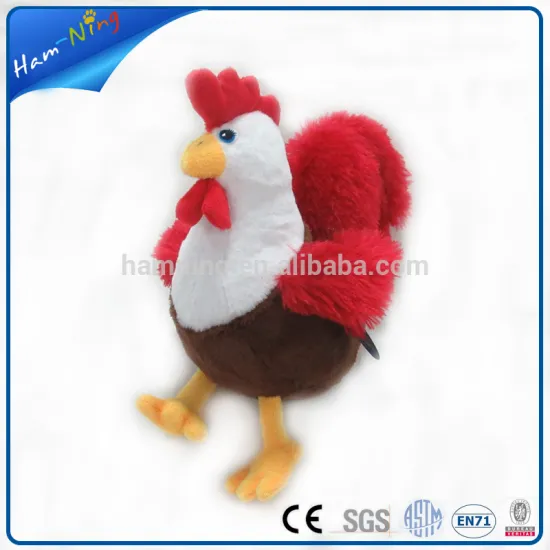 19cm cheap custom talking plush toy cocks with big red cockscomb