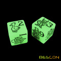 6 Sides Custom Printed Dice Glowing in the Dark