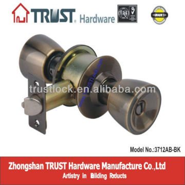 TRUST 3712AB-BK: ANSI Grade 3 Cylindrical Privacy Knob Lock