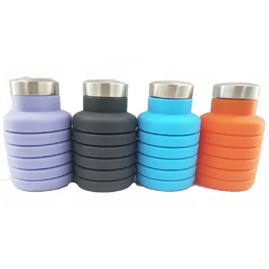 Wholesale Gym 500ml Silicone Stainless Steel Cover Folding Drinking Collapsible Water Bottle