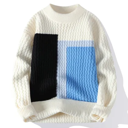 Autumn Winter Men's Half-Turtleneck Korean-Style Thick Knitted Sweater