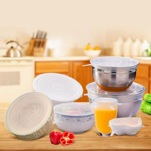 Freezer microwave safe non-spill silicone stretch lids