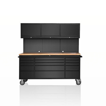 HTC7218 Work Trolley Workbench Stainless Steel Mobile Tool Chest 15 Drawers + 3 Cabinet
