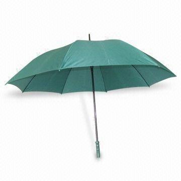 Golf Umbrella, Made of Polyester Fabric with Rubber Handle, Black Metal Shaft and Frame