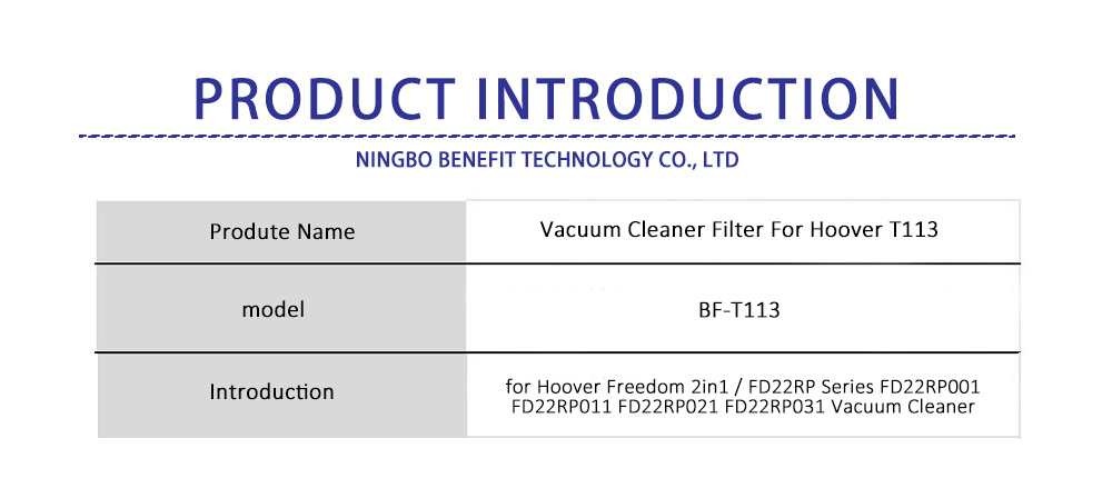 Filter For Hoover BF-T113-bg